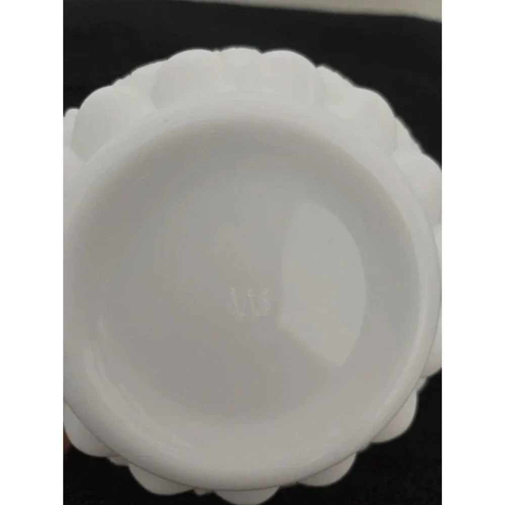 Westmoreland Milk Glass Paneled Grape Hand Painted Candy Dish Vanity Powder Box